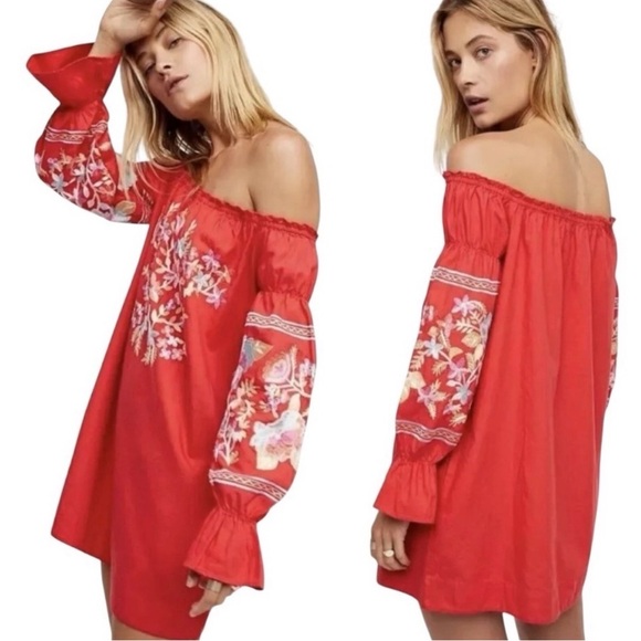 Free People Dresses & Skirts - Free People Flour du Jour Off-Shoulder Mini Dress, Size Medium